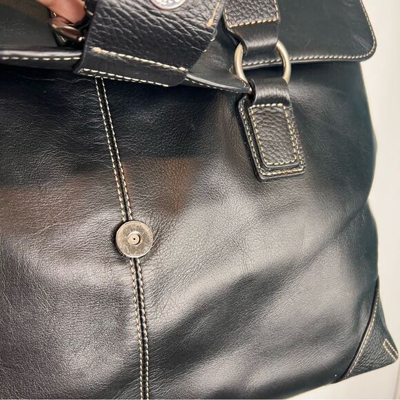 Franklin Covey Black Leather Tote with Silver Hardware - Picture 4 of 10